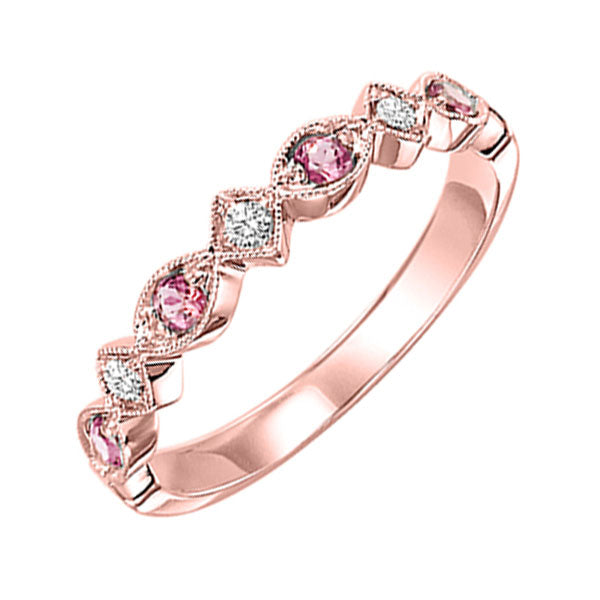 14Kt Rose Gold Diamond 1/20Ctw & Pink Tourmaline 1/6Ctw Ring