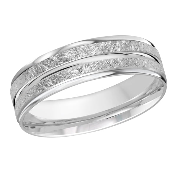 10kt White Gold Men's Textured Wedding Band