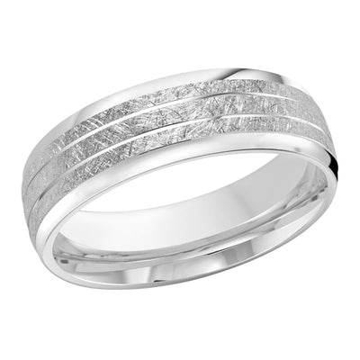 10kt White Gold Men's Textured Wedding Band