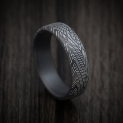 Tamascus Tantalum Men's Ring Herringbone Pattern Custom Made Band