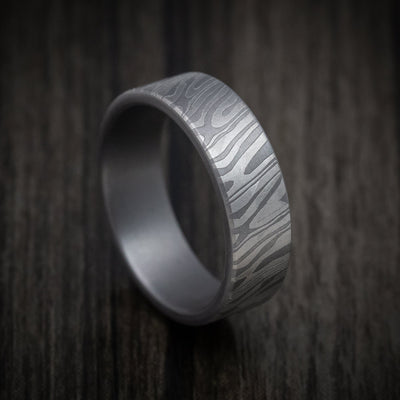 Tamascus Tantalum Men's Ring Tiger Stripe Pattern Custom Made Band