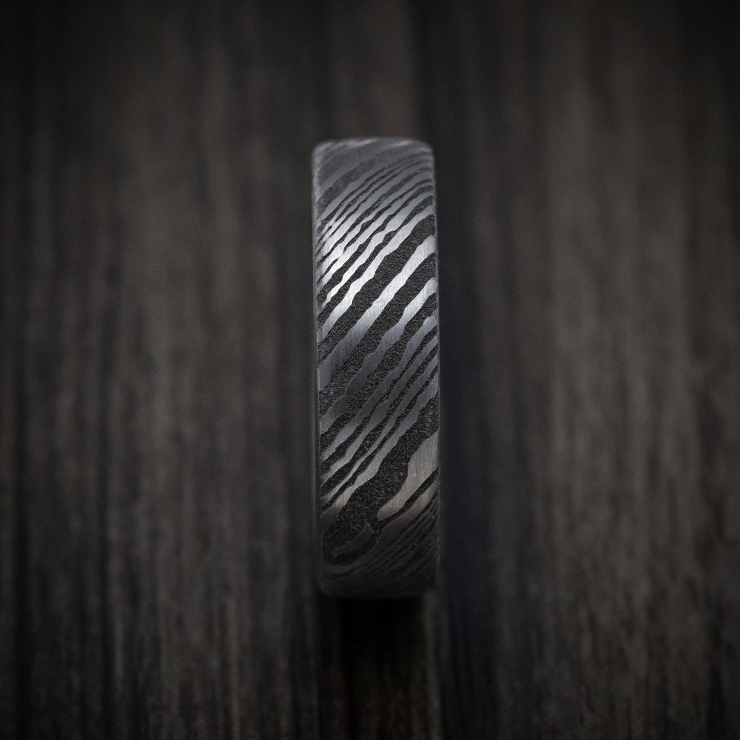 Tamascus Tantalum Men's Ring Woodgrain Pattern Custom Made Band