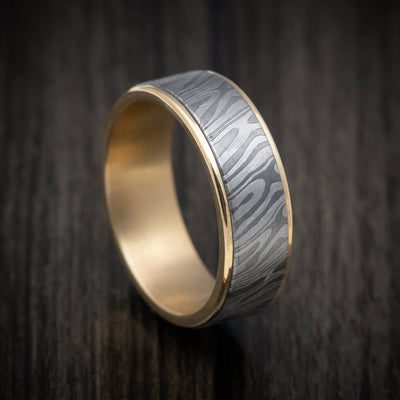 Tamascus+ Tantalum and 14K Gold Men's Ring Tiger Stripe Pattern Custom Made Band