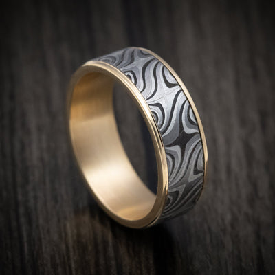 Tamascus+ Tantalum and 14K Gold Men's Ring Star Pattern Custom Made Band