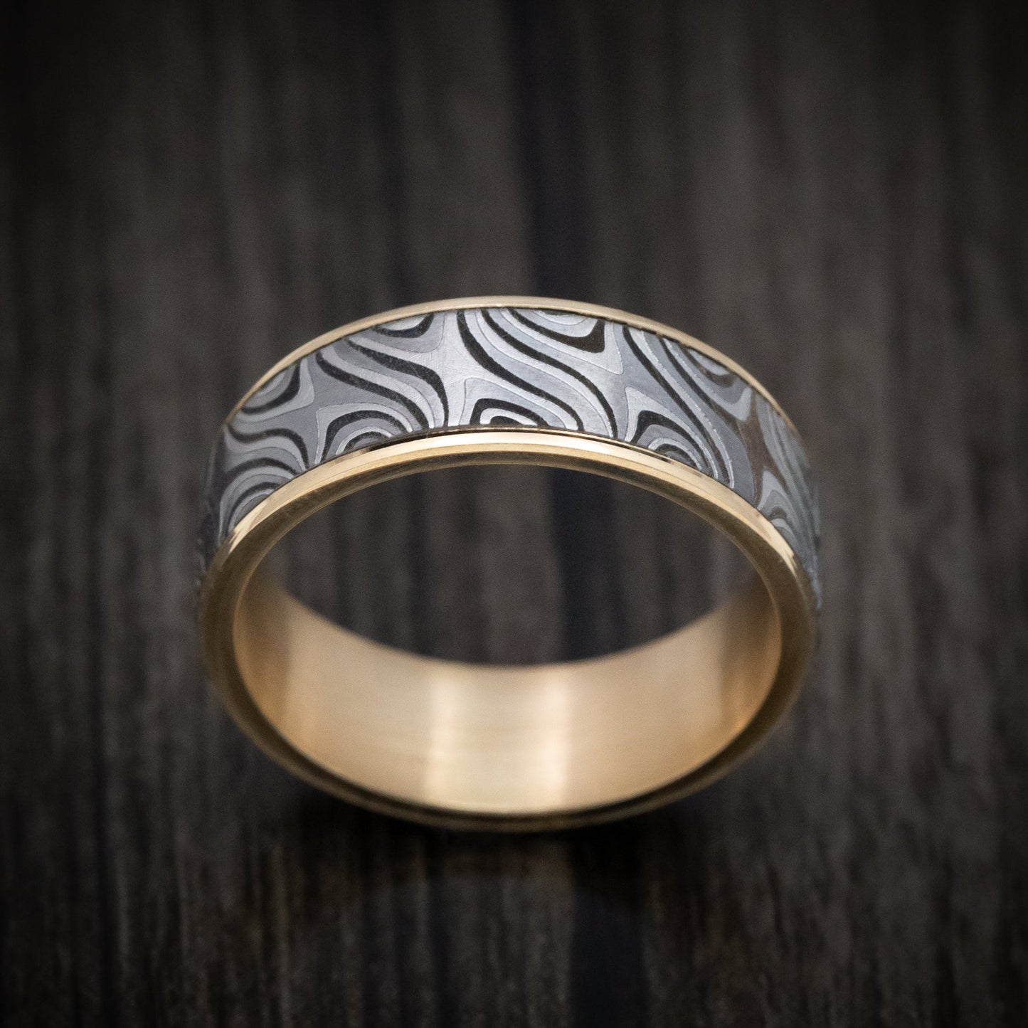 Tamascus+ Tantalum and 14K Gold Men's Ring Star Pattern Custom Made Band