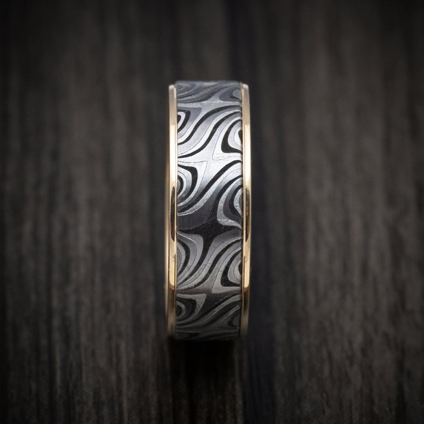 Tamascus+ Tantalum and 14K Gold Men's Ring Star Pattern Custom Made Band