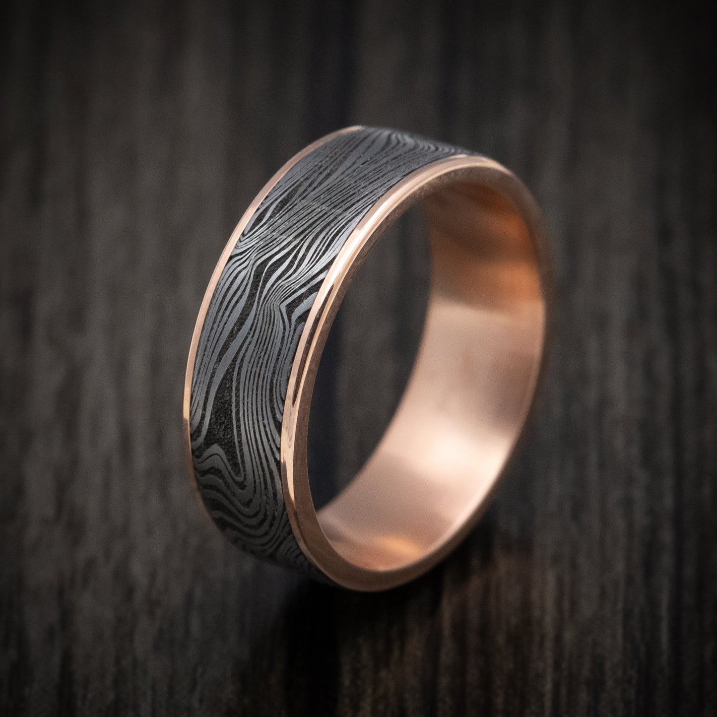 Tamascus+ Tantalum and 14K Gold Men's Ring Marble Pattern Custom Made Band