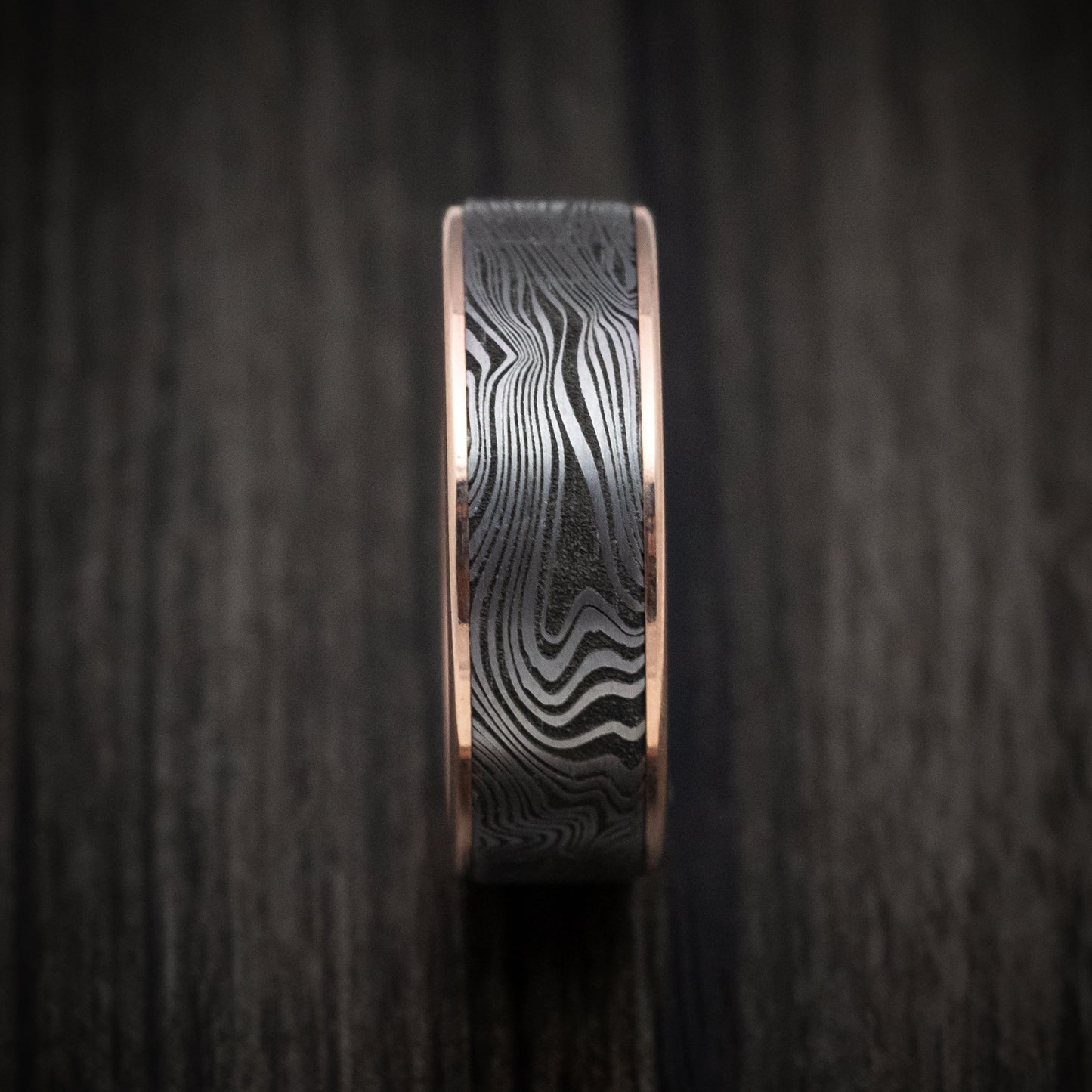 Tamascus+ Tantalum and 14K Gold Men's Ring Marble Pattern Custom Made Band