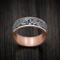 Tamascus+ Tantalum and 14K Gold Men's Ring Acid Etch Pattern Custom Made Band