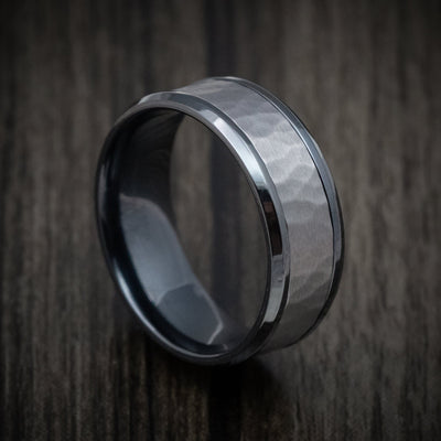 Black Titanium and Hammered Tantalum Custom Mens Ring