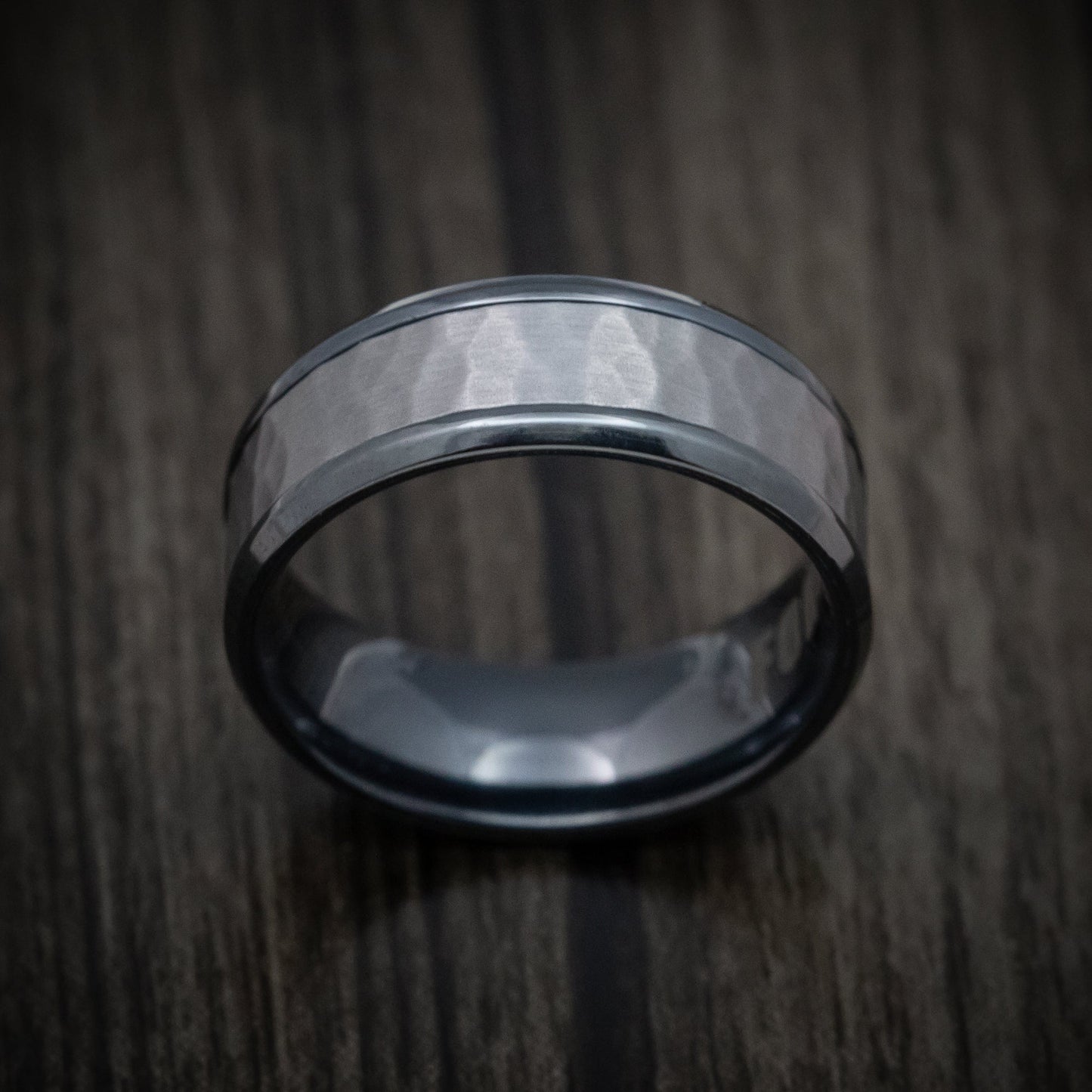 Black Titanium and Hammered Tantalum Custom Mens Ring