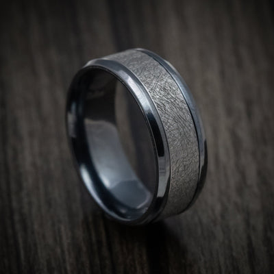 Black Titanium and Distressed Tantalum Custom Mens Band