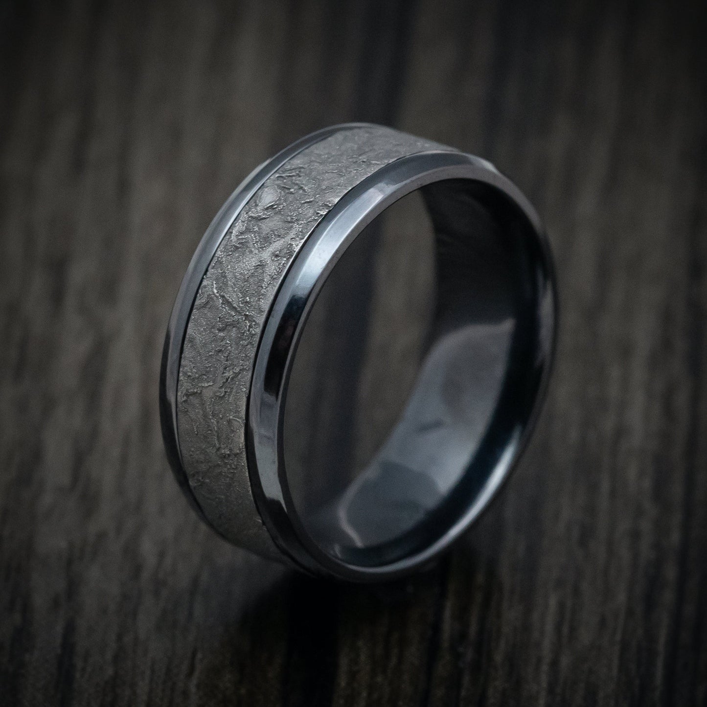 Black Titanium and Splatter Finish Tantalum Custom Mens Ring