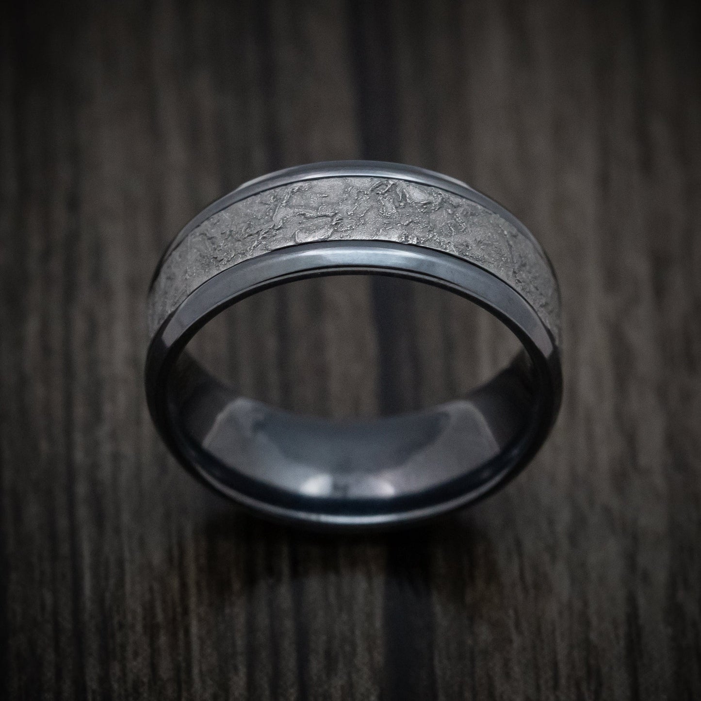 Black Titanium and Splatter Finish Tantalum Custom Mens Ring