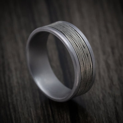 Tantalum and Black Titanium Tree Bark Mens Ring