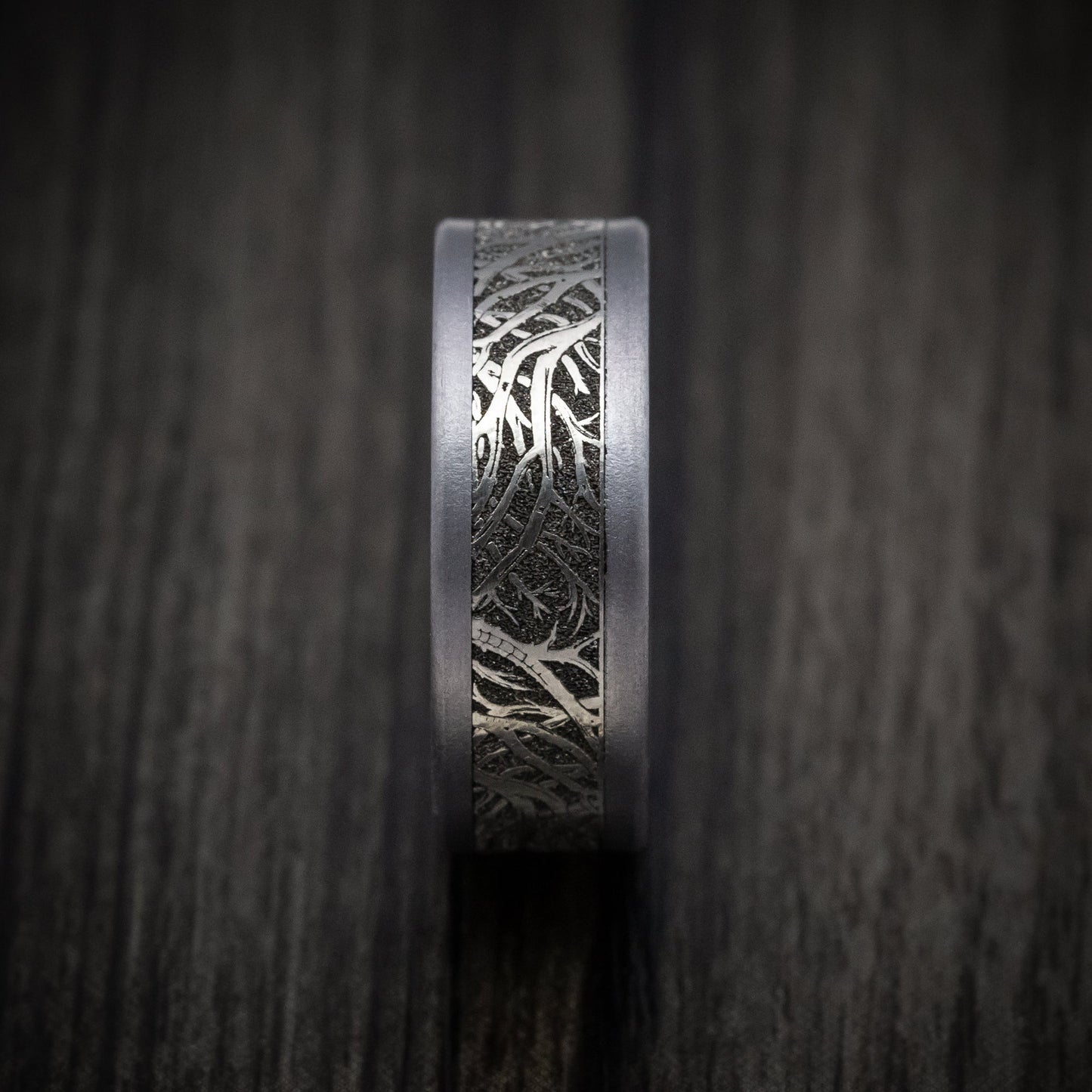 Tantalum and Black Titanium Forest Trees Mens Band