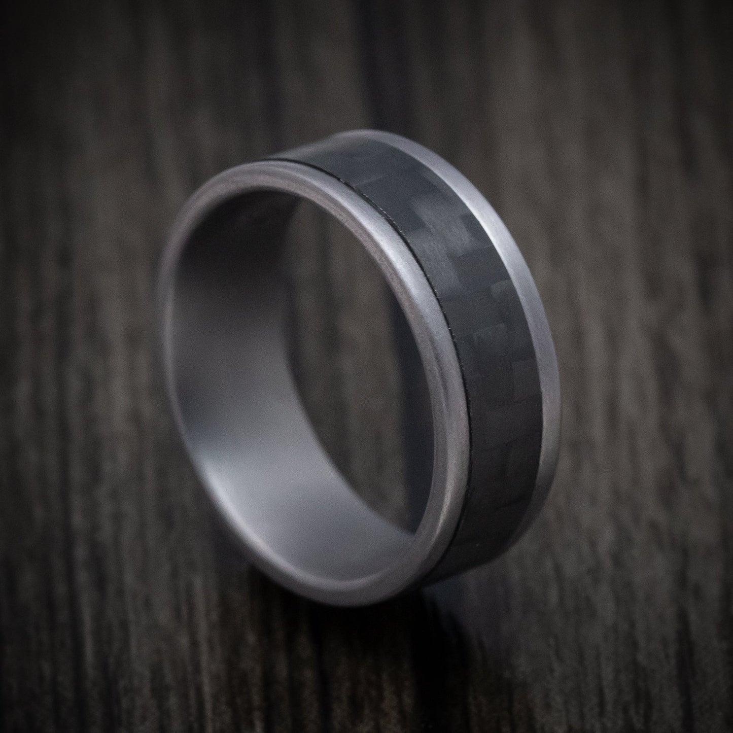 Tantalum and Black Carbon Fiber Mens Ring