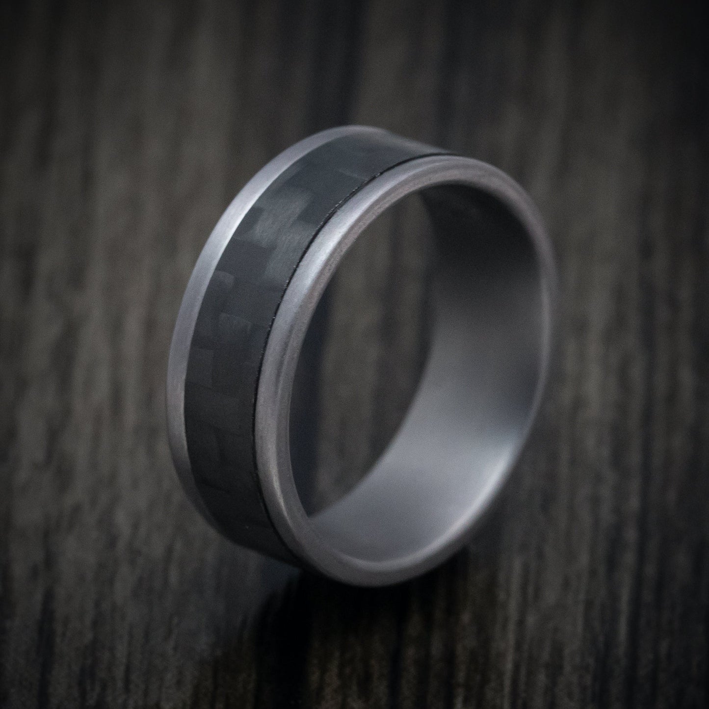 Tantalum and Black Carbon Fiber Mens Ring