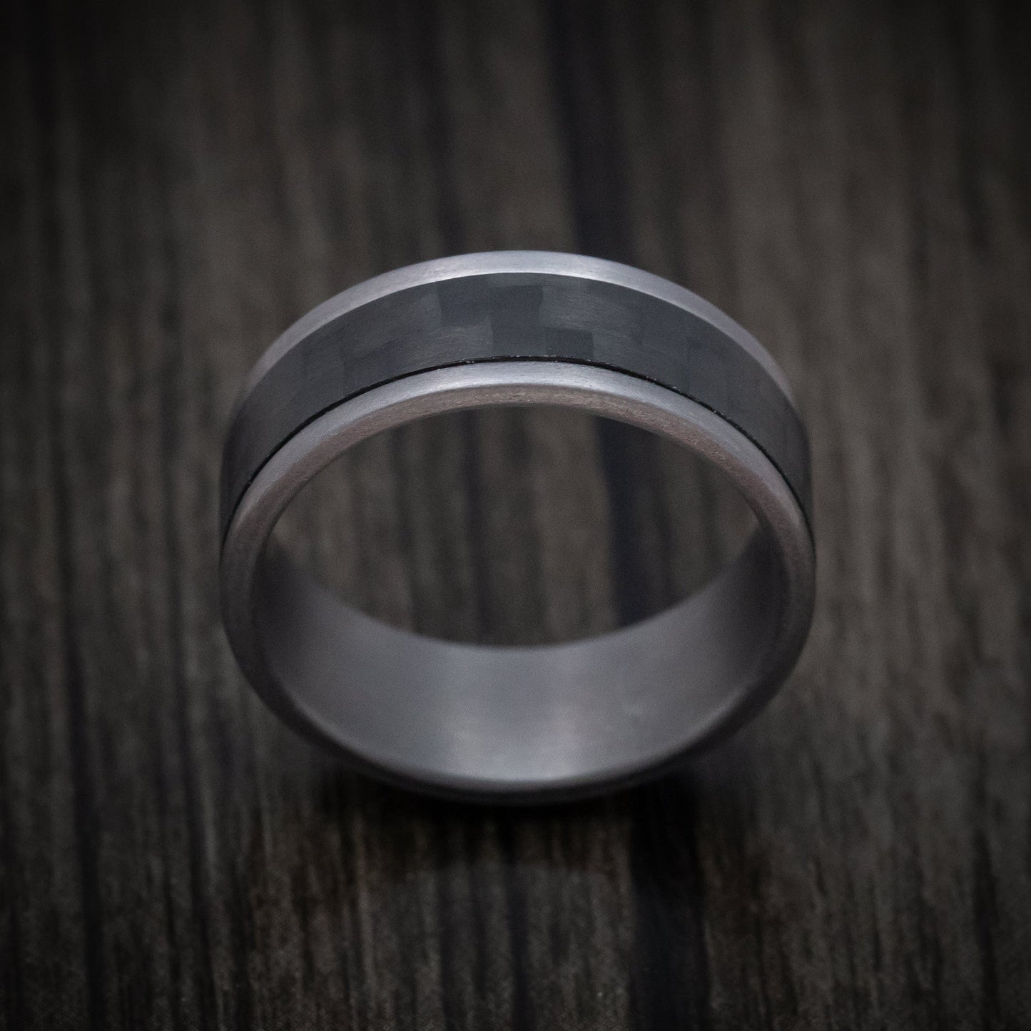 Tantalum and Black Carbon Fiber Mens Ring