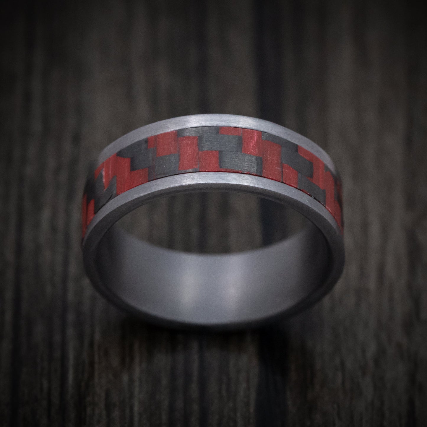 Tantalum and Red Carbon Fiber Mens Ring