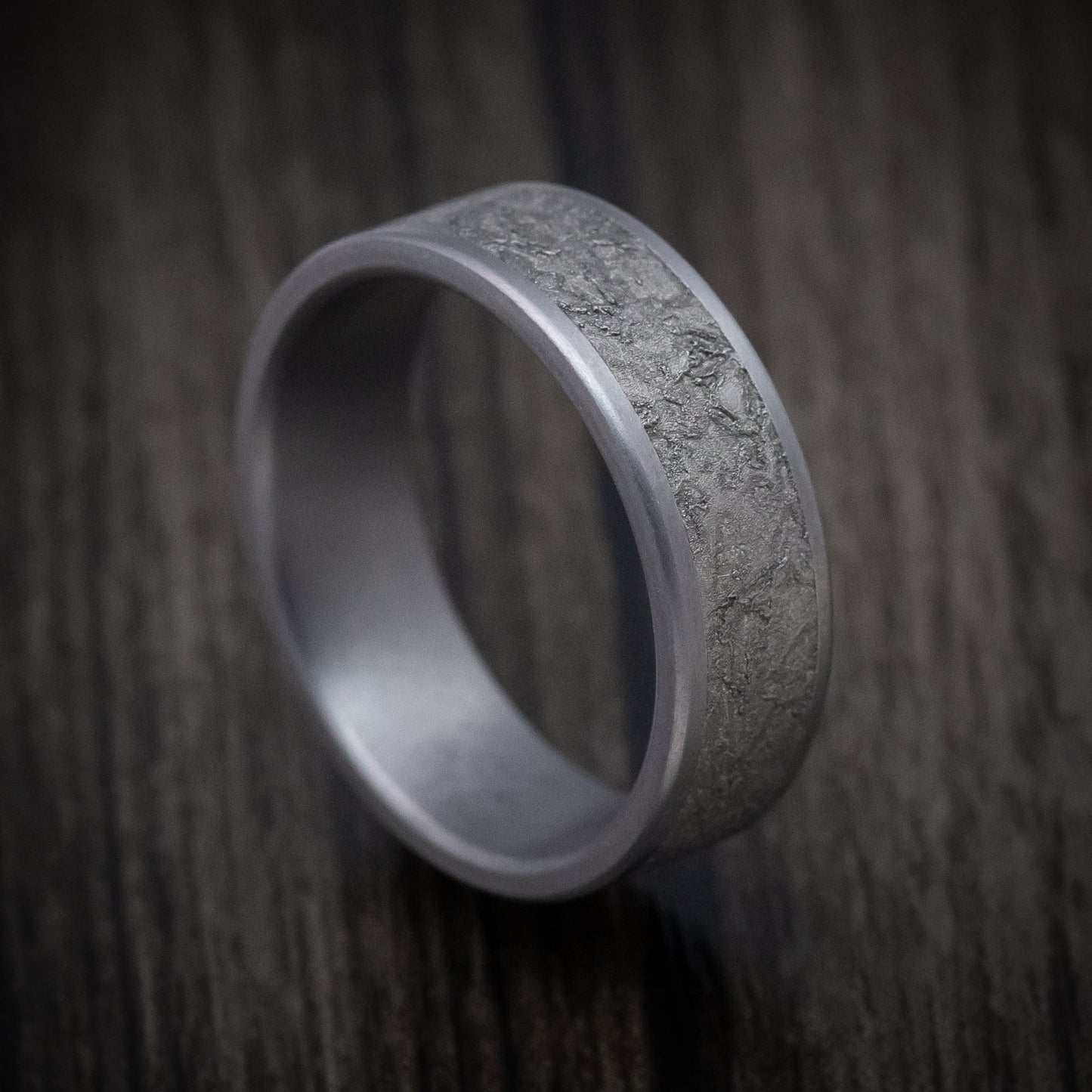 Tantalum Mens Ring with Splatter Finish Center