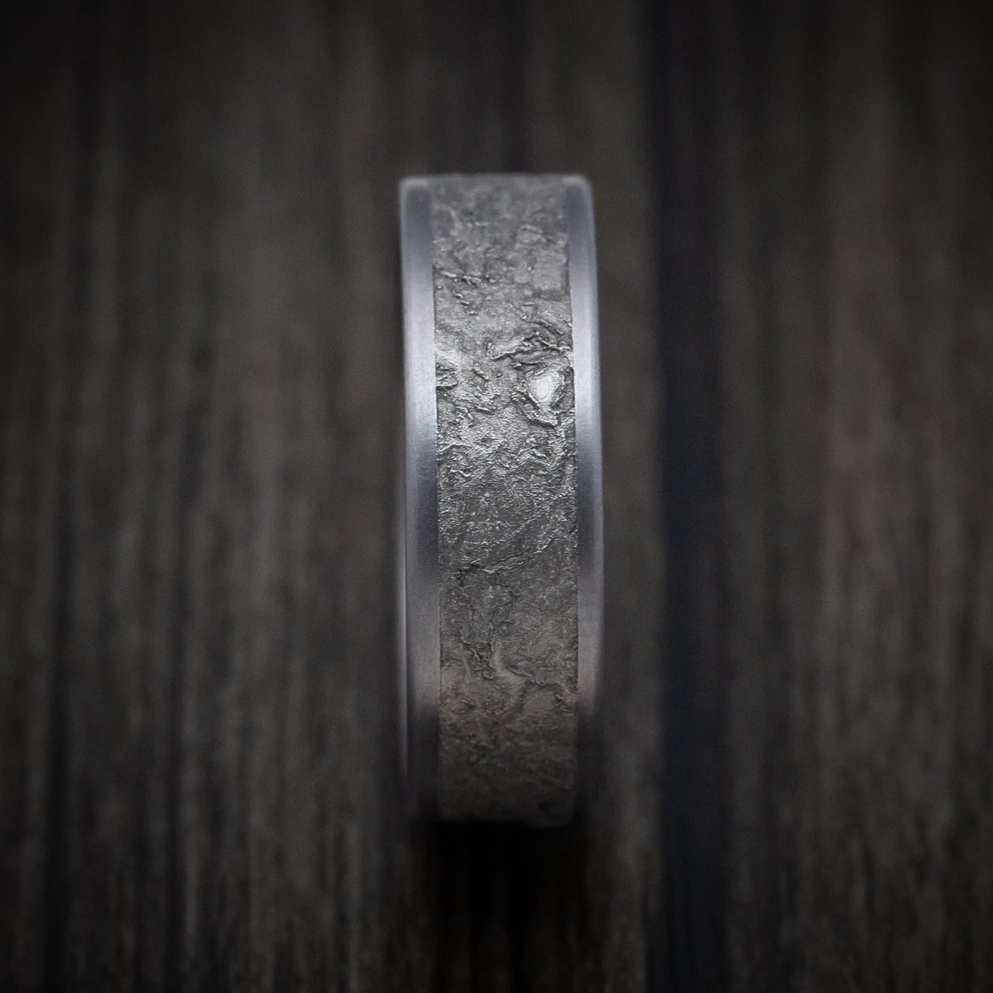 Tantalum Mens Ring with Splatter Finish Center