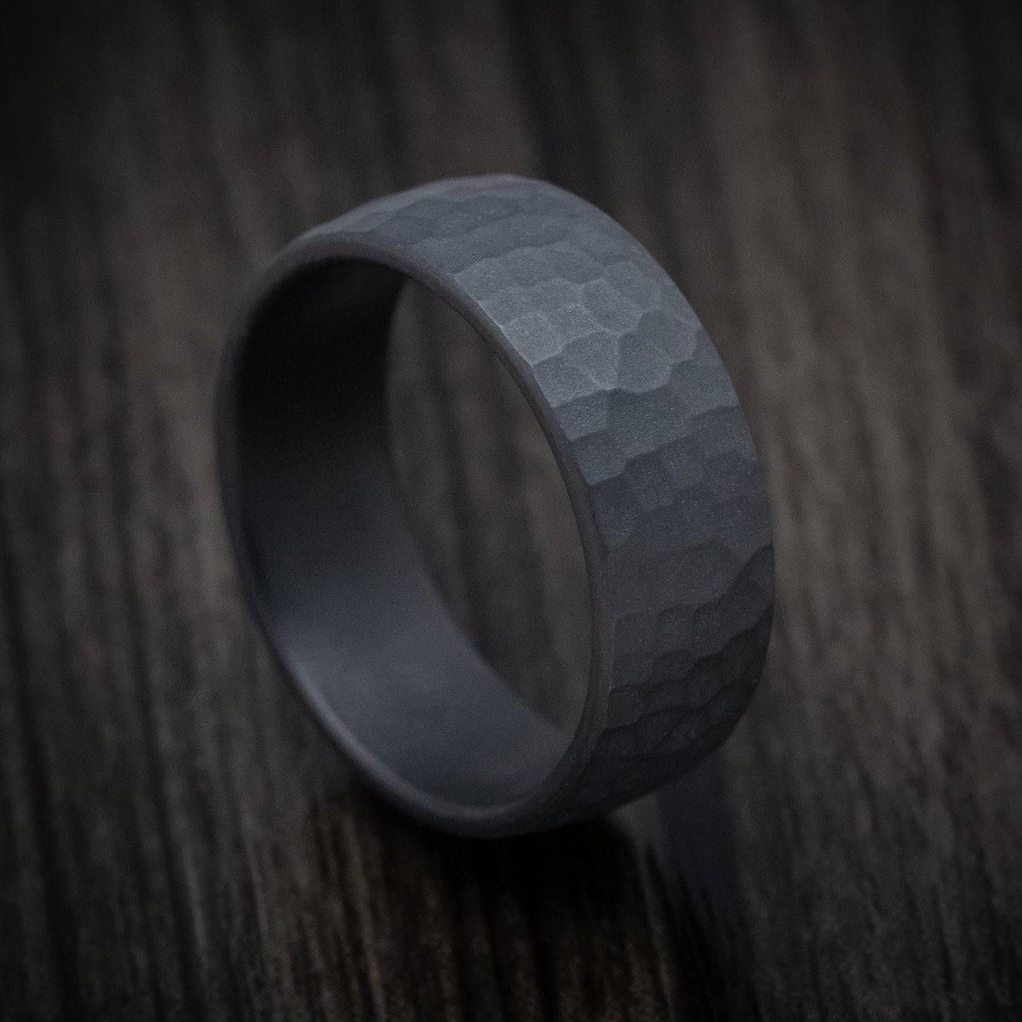 Hammered Darkened Tantalum Mens Ring