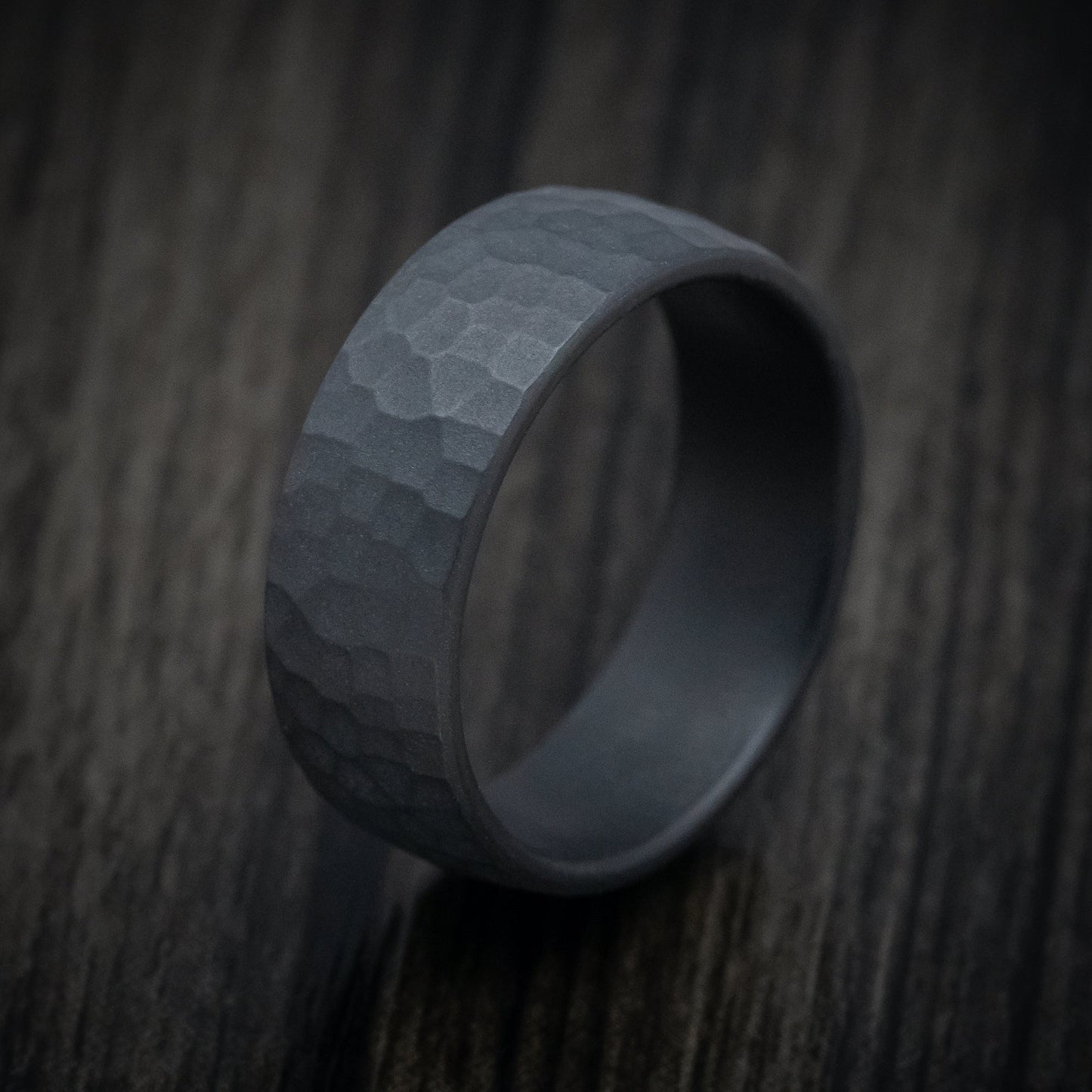 Hammered Darkened Tantalum Mens Ring