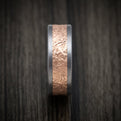 Tantalum and Splatter Textured 14K Rose Gold Mens Ring