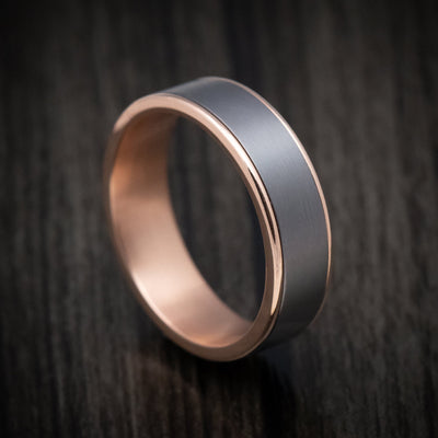 14K Rose Gold and Tantalum Mens Ring