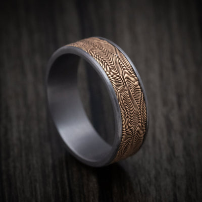 Tantalum and 14K Yellow Gold Snake Skin Mens Ring