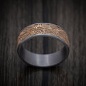 Tantalum and 14K Yellow Gold Snake Skin Mens Ring