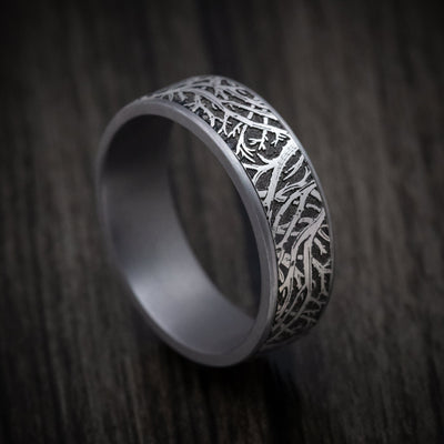 Tantalum Forest Trees Pattern Mens Ring