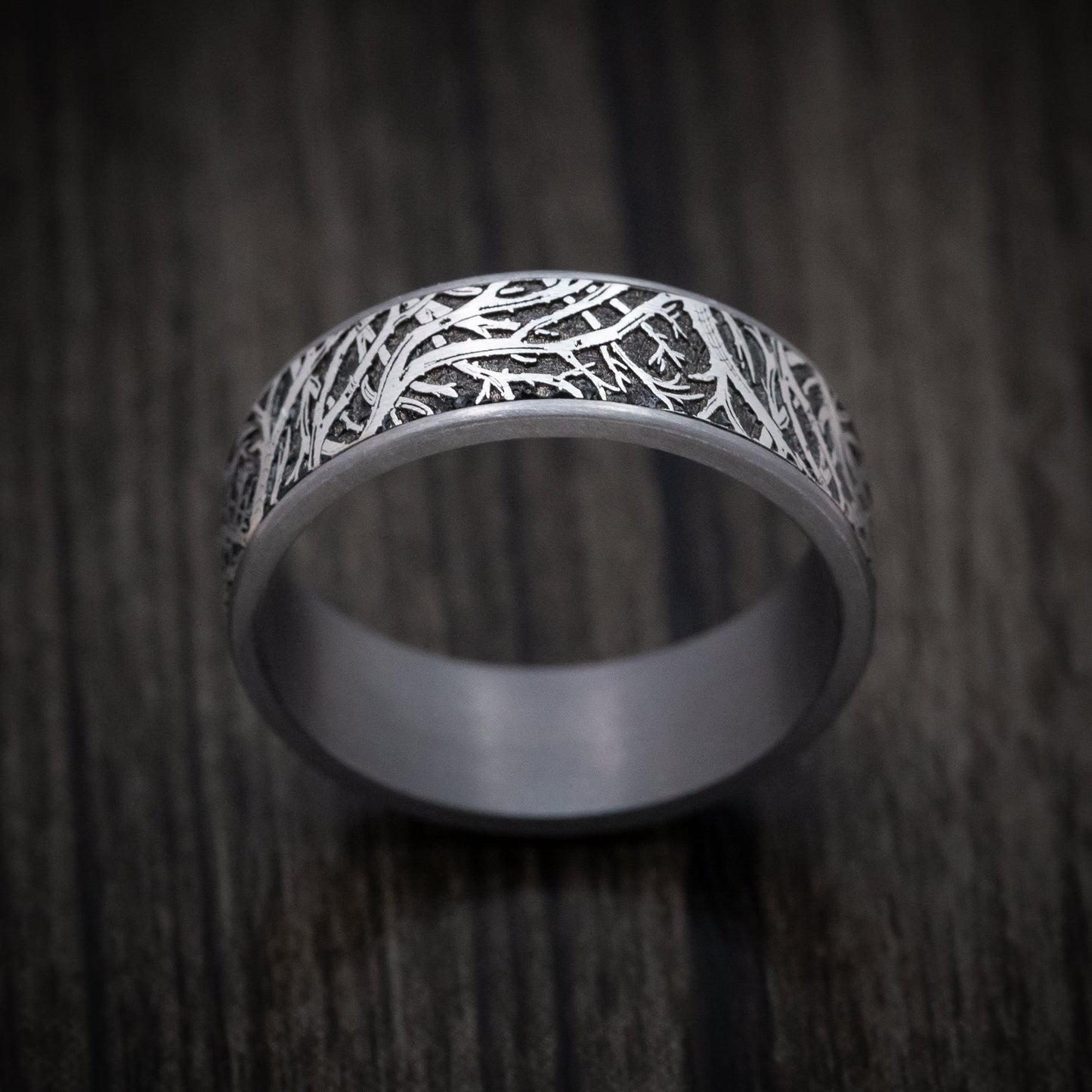 Tantalum Forest Trees Pattern Mens Ring