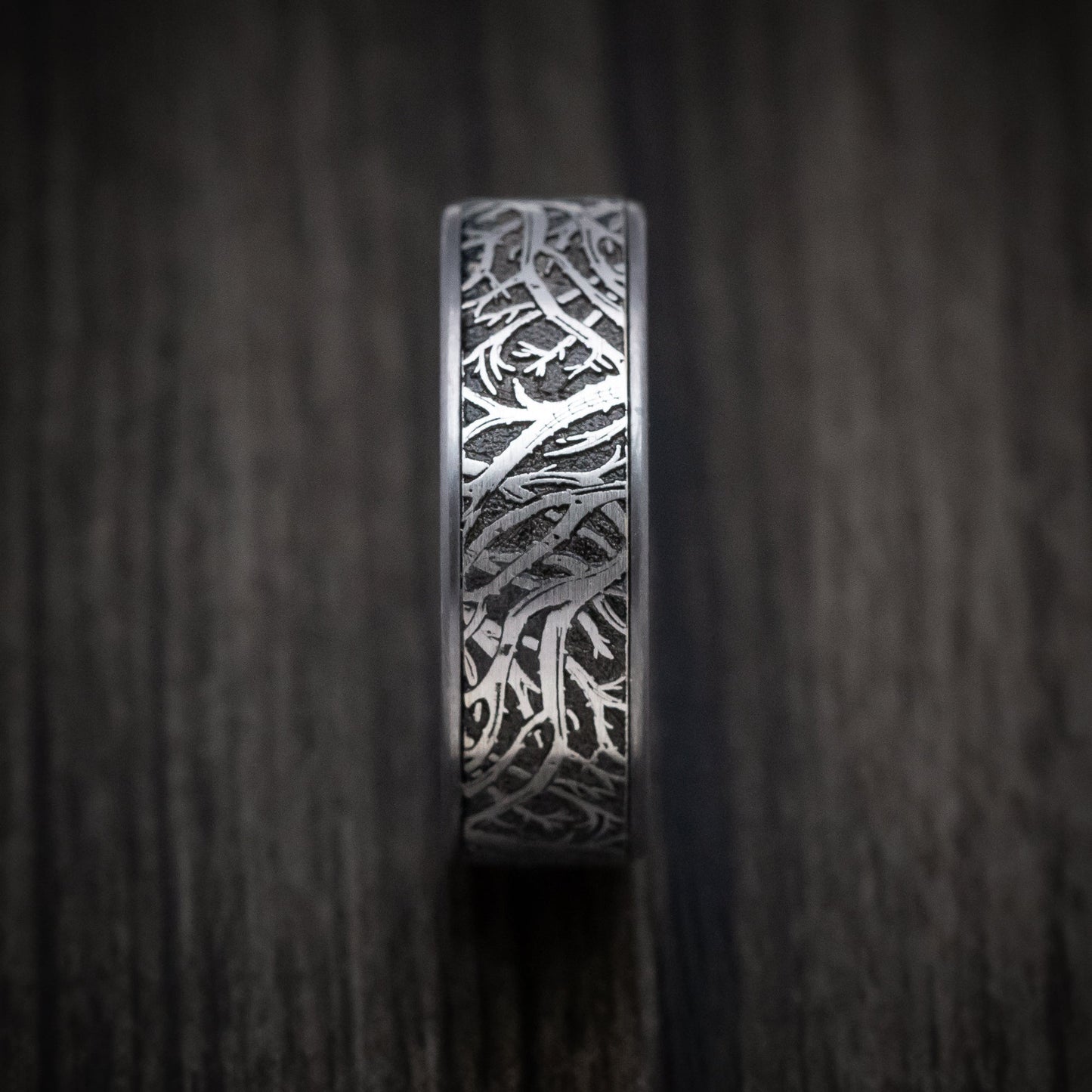 Tantalum Forest Trees Pattern Mens Ring