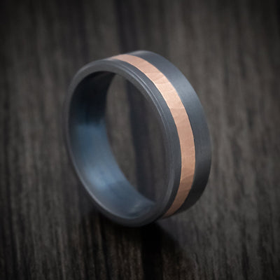 Darkened Tantalum and 14K Rose Gold Inlay Men's Ring