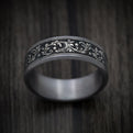 Tantalum and Black Titanium Barrel Script Pattern Ring