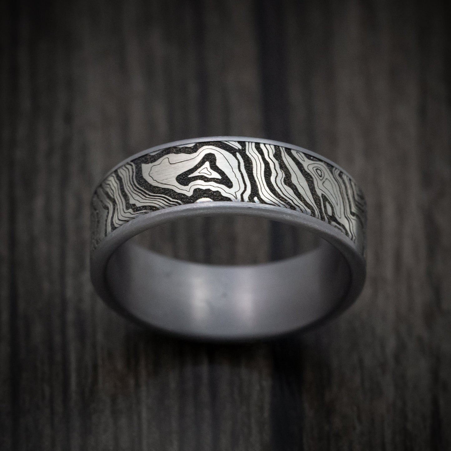 Tantalum and Black Titanium Topography Pattern Ring