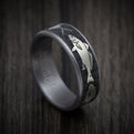 Tantalum and Black Titanium Bay Fish Pattern Ring