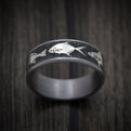 Tantalum and Black Titanium Bay Fish Pattern Ring