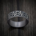 Tantalum and Black Titanium Fish Hook Pattern Ring