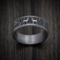 Tantalum and Black Titanium Forest Scene Design Pattern Ring