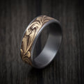 Tantalum and 14K Gold Barrel Script Pattern Ring