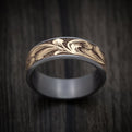 Tantalum and 14K Gold Barrel Script Pattern Ring