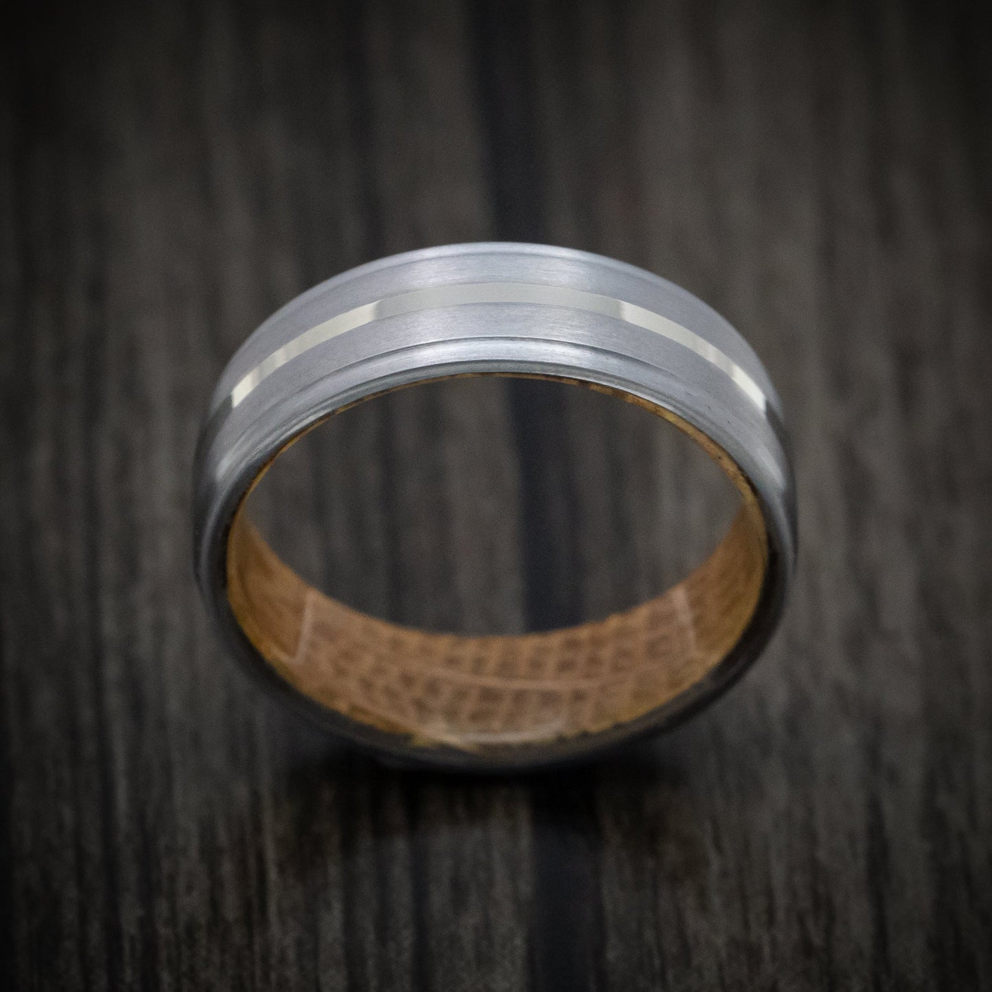 Tantalum and Gold Men's Ring with Wood Sleeve Custom Made Band