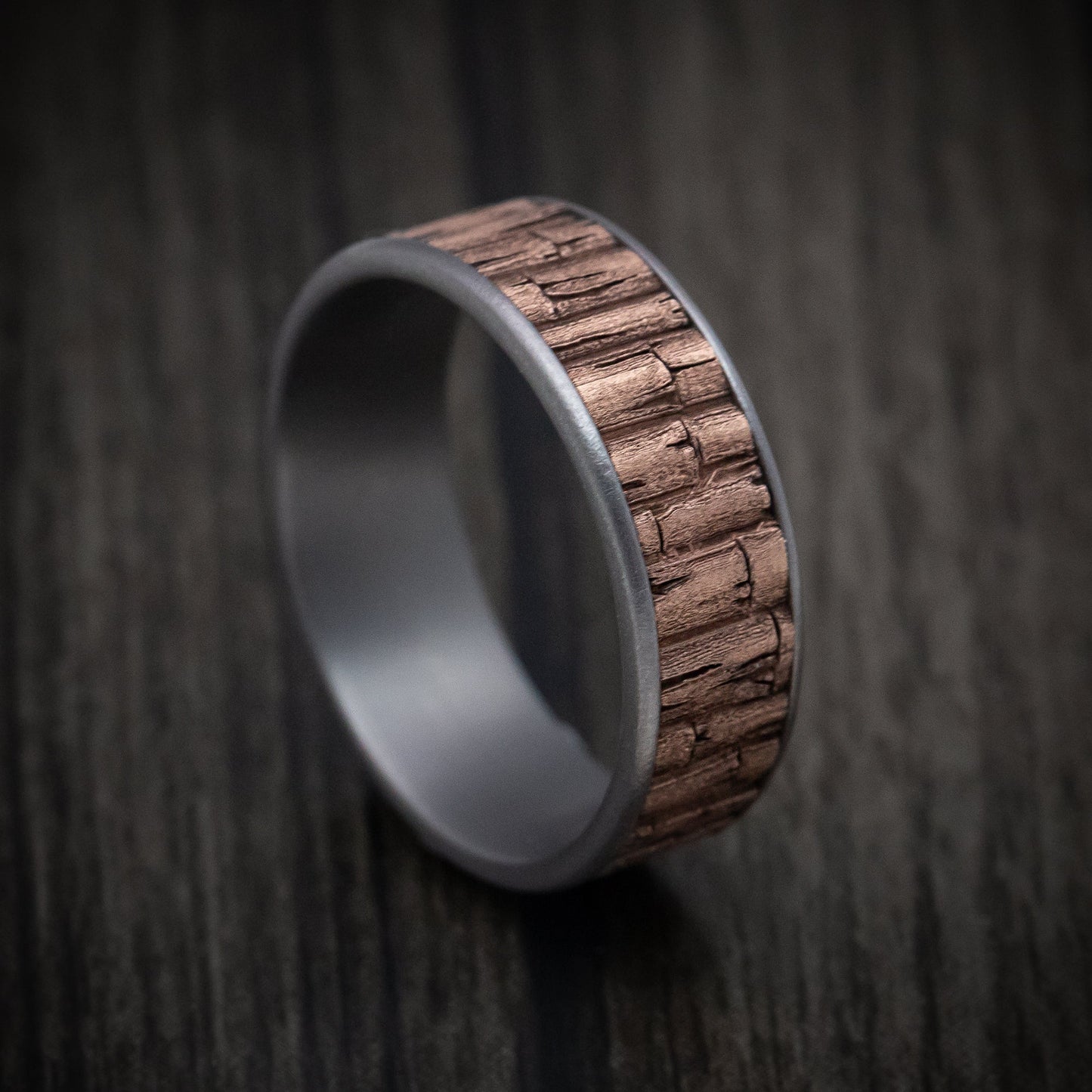 Tantalum and 14K Gold Bamboo Pattern Ring