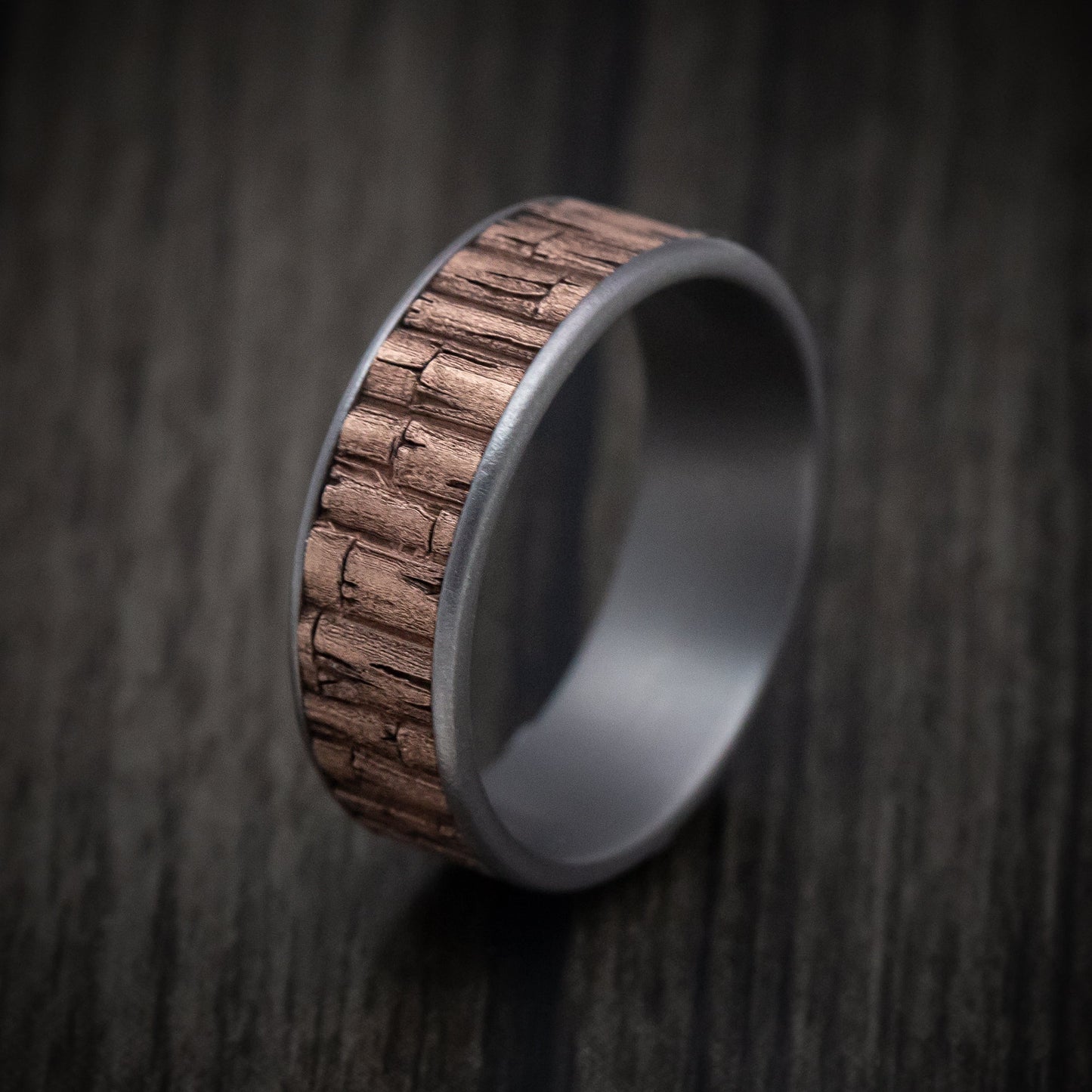 Tantalum and 14K Gold Bamboo Pattern Ring