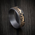 Tantalum and 14K Gold Deer Fight Design Pattern Ring