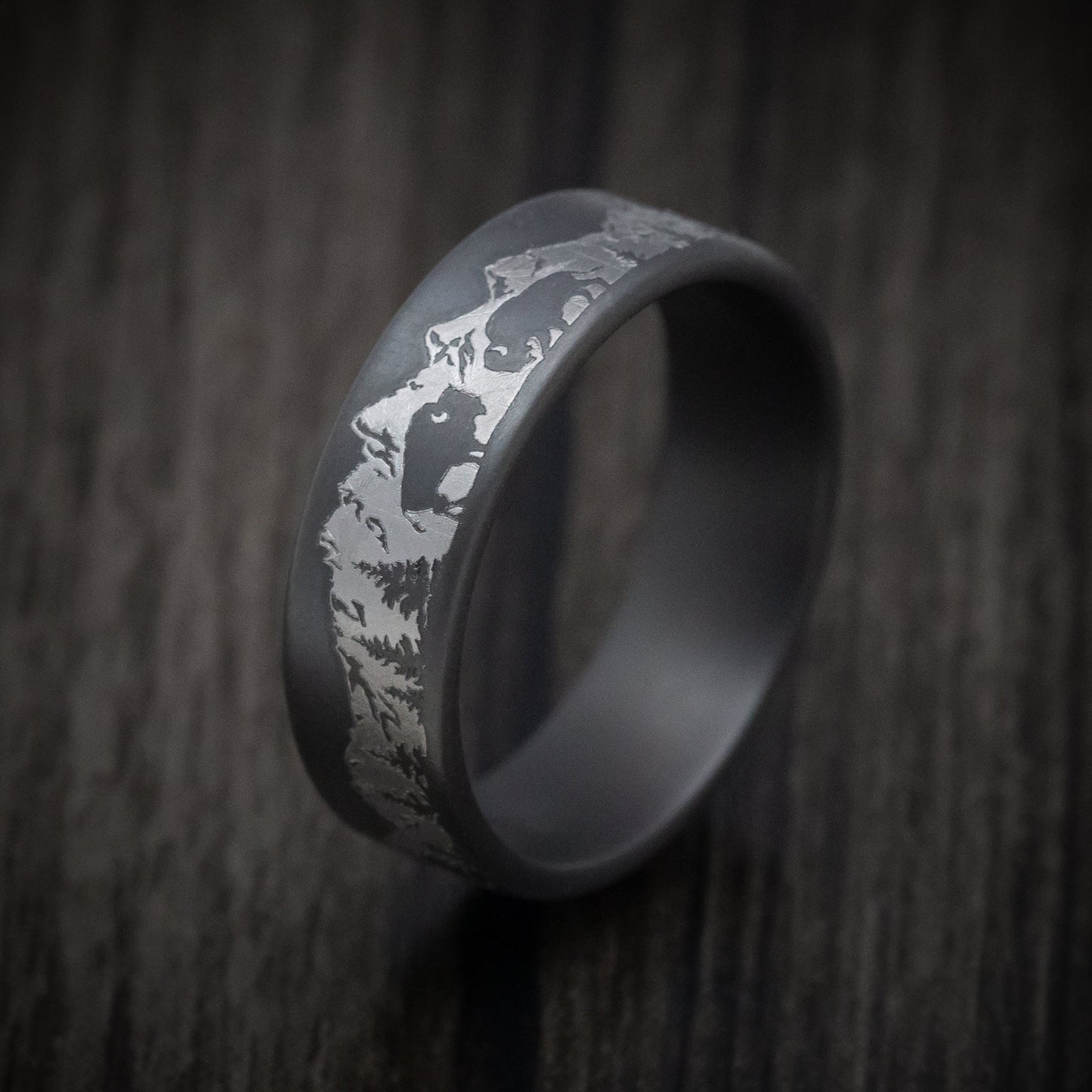 Darkened Tantalum Mountain Scenic Design Ring