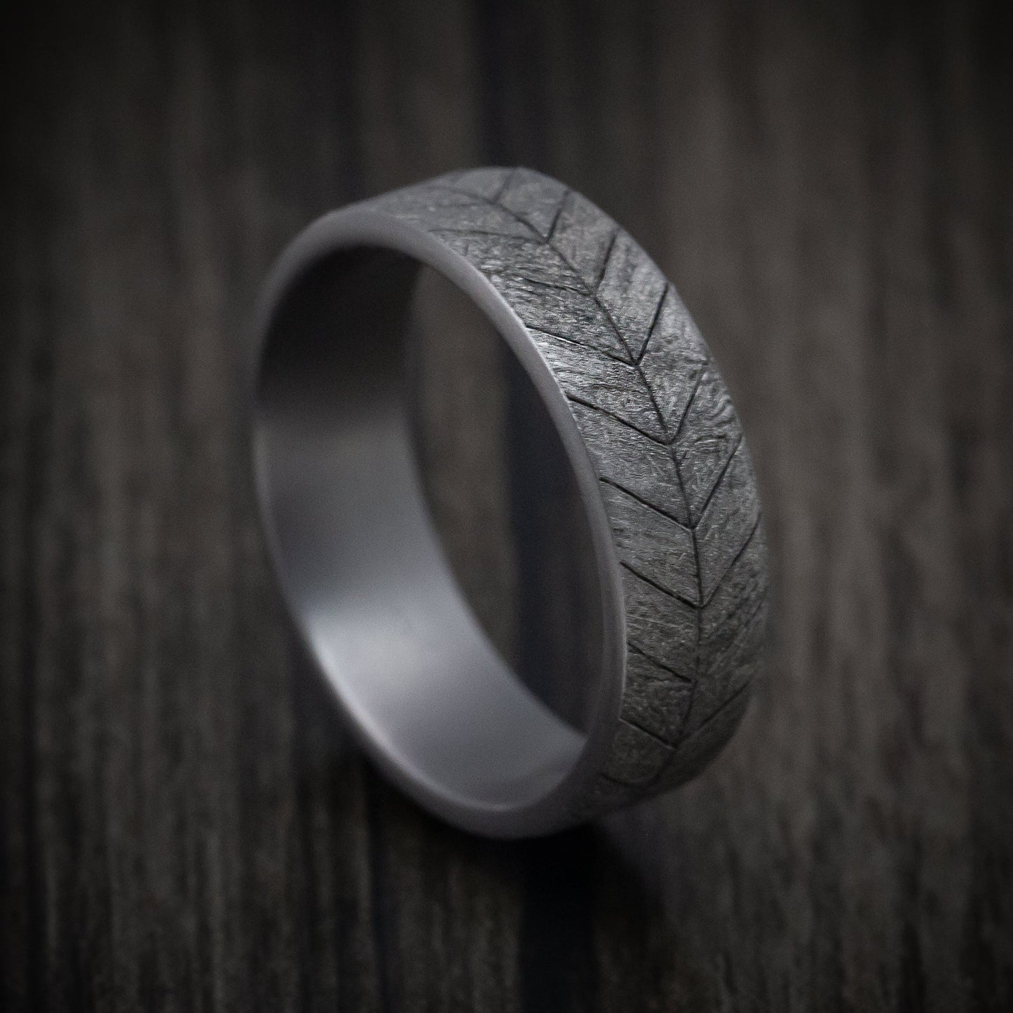 Tantalum Chevron Wood Pattern Ring